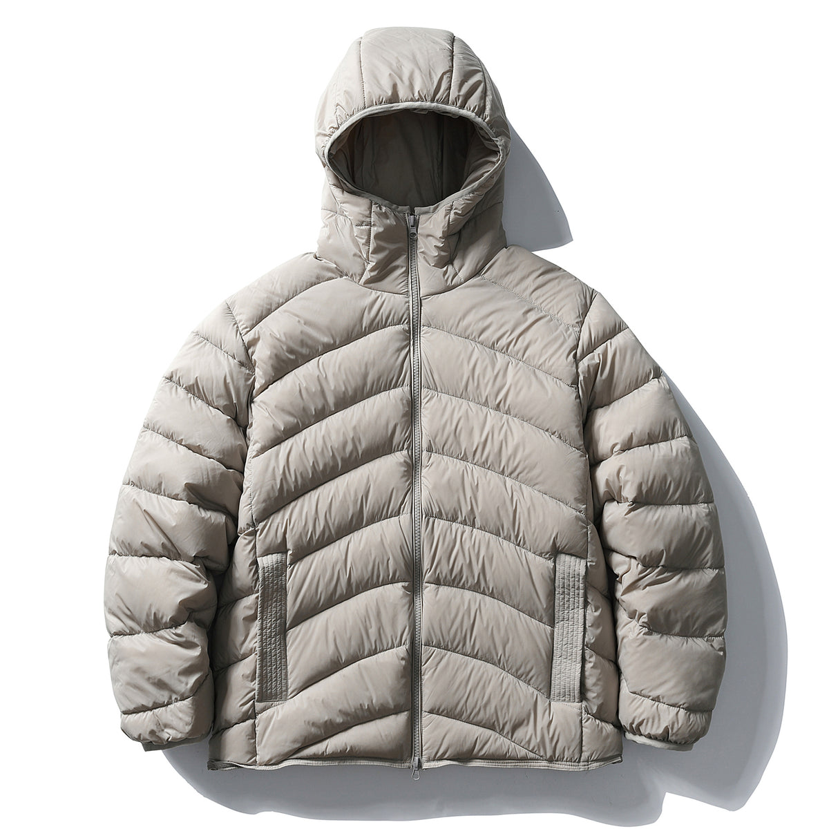 Blanc Duck Duvet à capuche côtelé duvet veste chaude et polyvalente