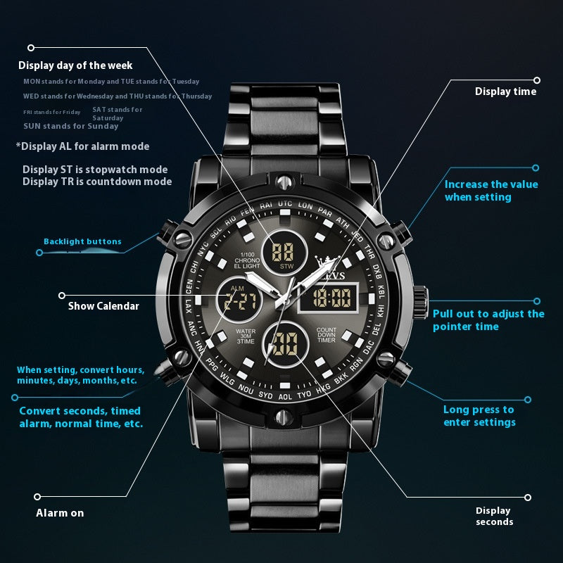 Montres électroniques multi-fonctions Montres sport Timing Hommes