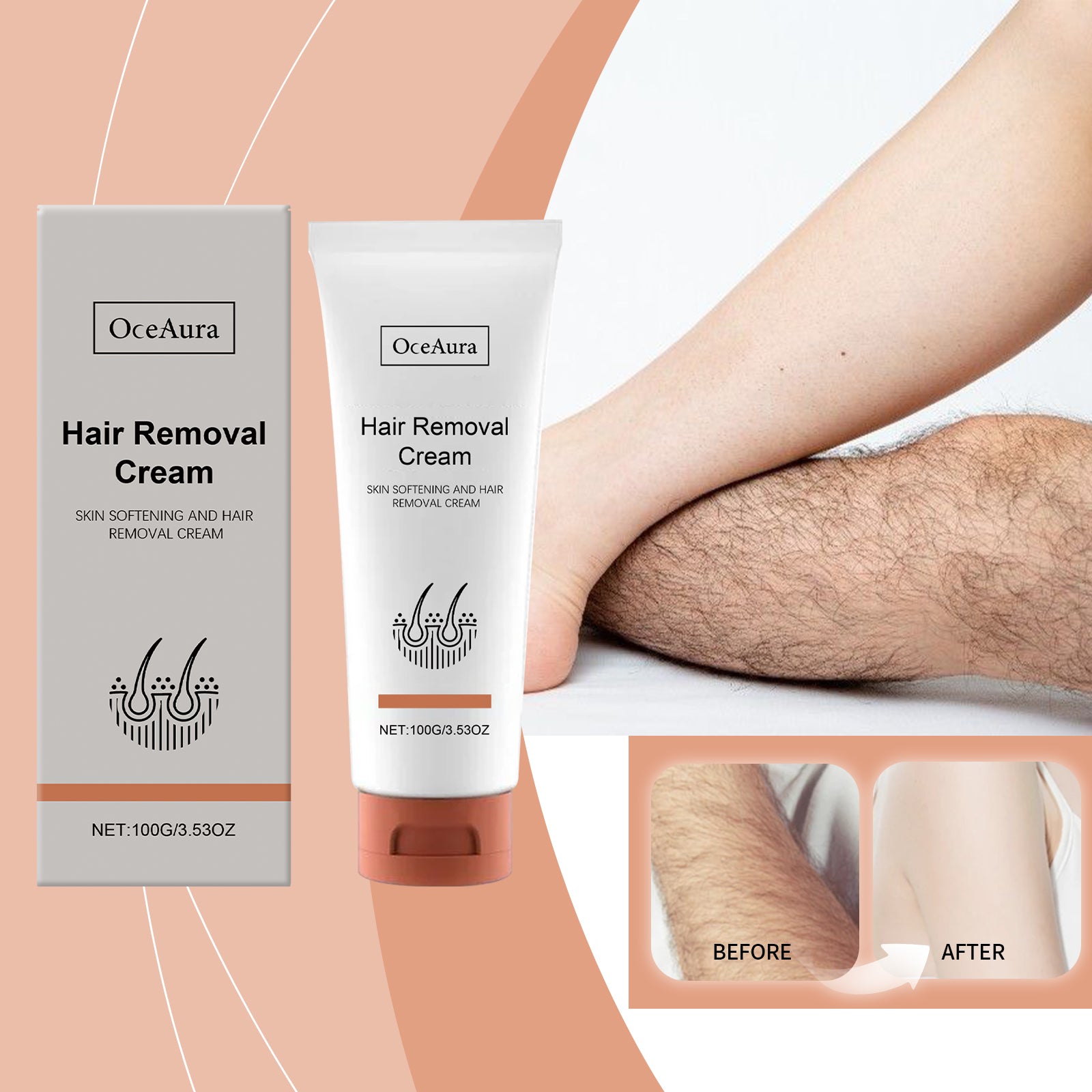 Crème apaisante et douce pour enlever les cheveux 100g 1 boîte