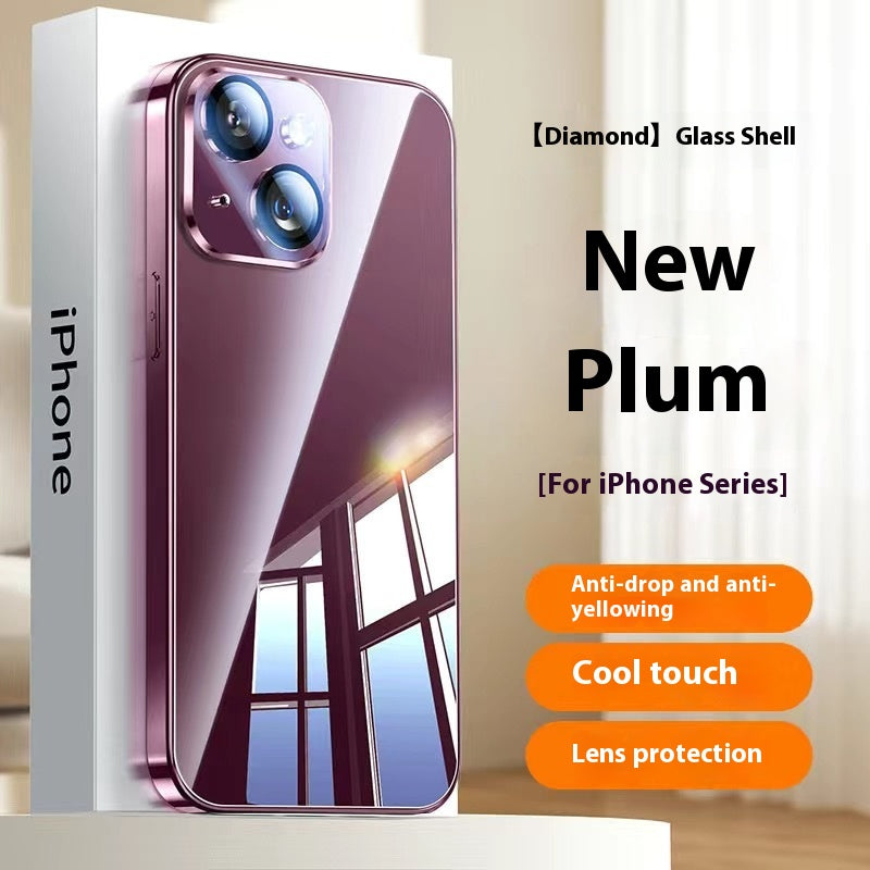 Boîtier de téléphone en verre de verre miroir tout inclus Lentille résistant à la chute Couverture de protection