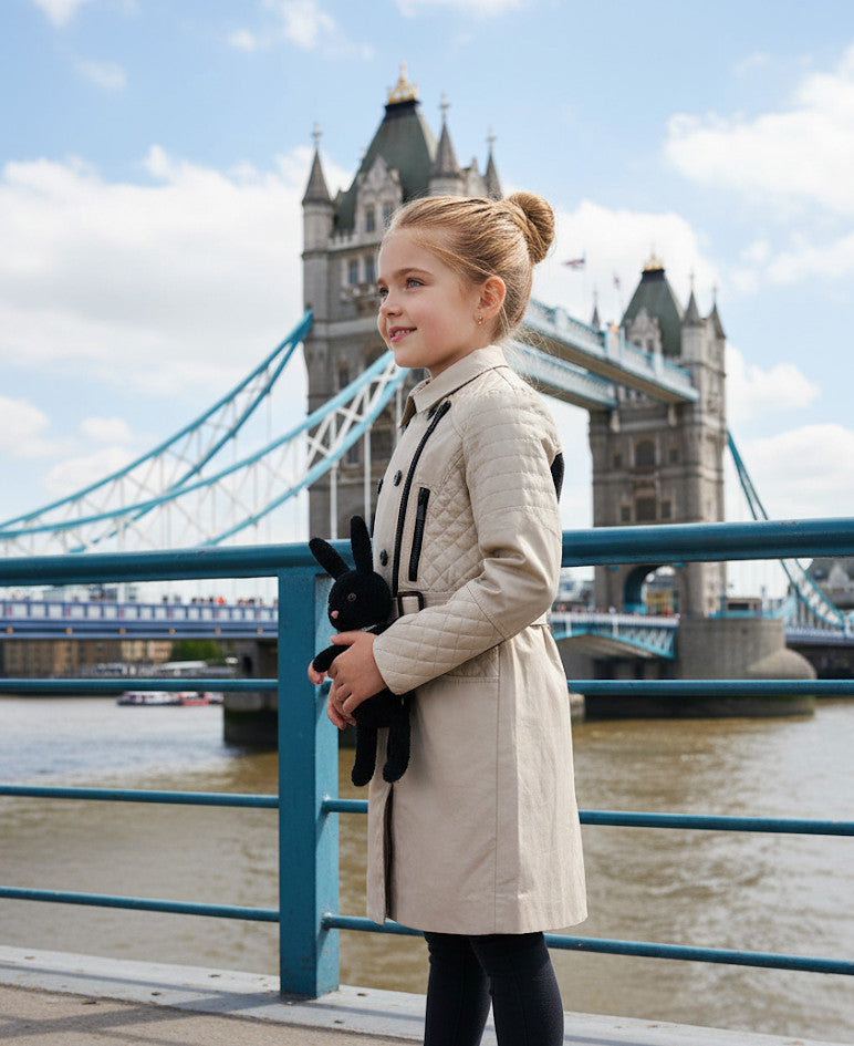 Filles Beige Trench Coat printemps léger coupe vent veste double poitrine 3-12