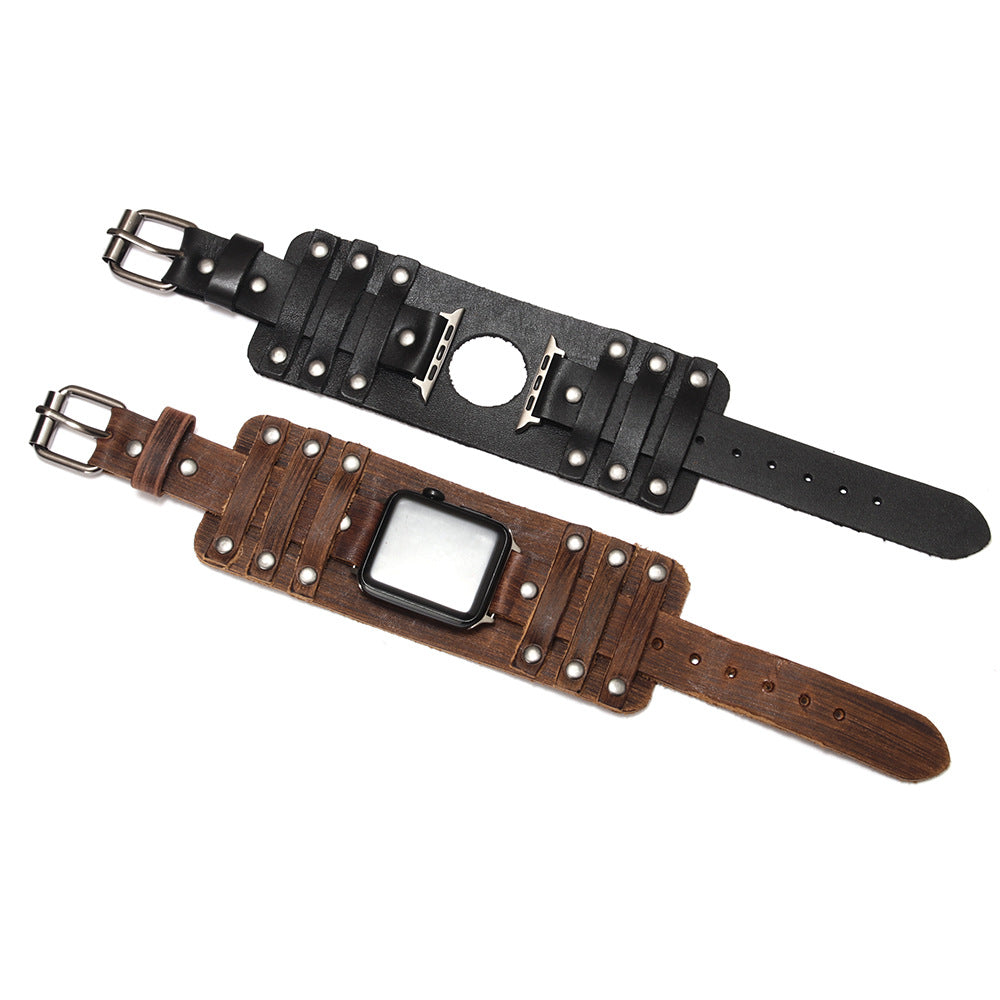 Véritable bracelet de cowhide de montre style punk