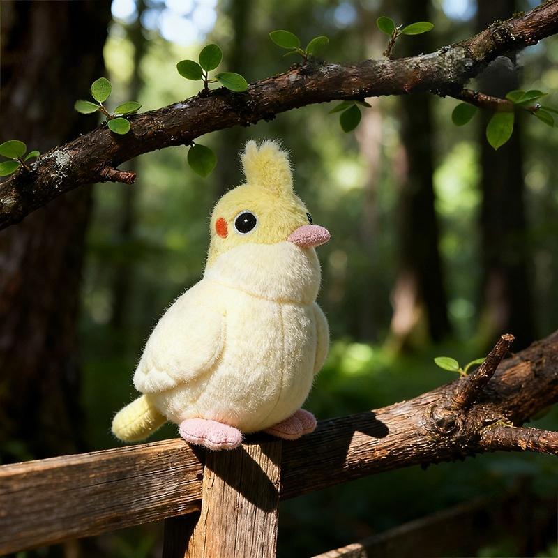 Jouet en peluche pour perroquet de pêche jaune