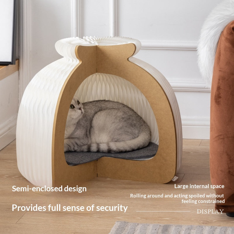 Lit de chat créatif 18-Papier sous la forme d'un bun à vapeur tout-saison en style fermé Cat