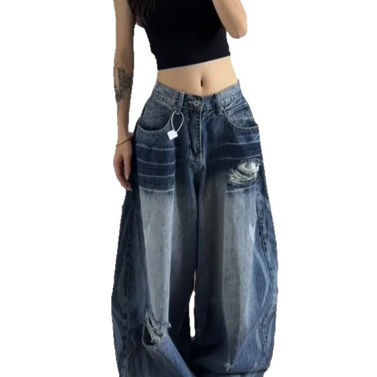 Femmes style américain Ripped Bootcut Jeans