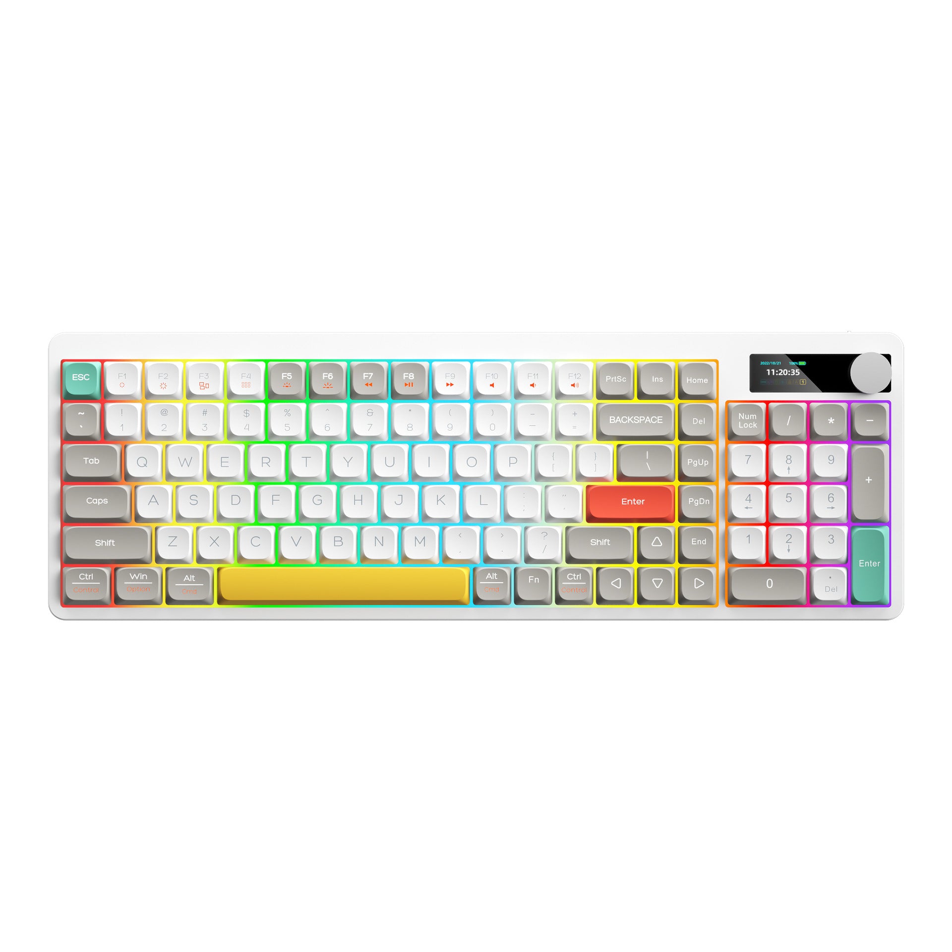 Clavier mécanique Black Iron Cow Full Key No Punching RGB Backlight à trois modes Cinq faces