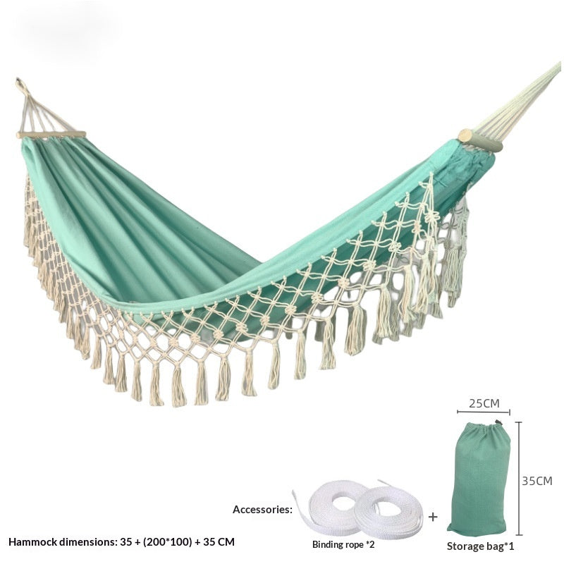 Hamac en tassel extérieur avec stakes en bois Toile à balançoire intérieure avec prévention latérale