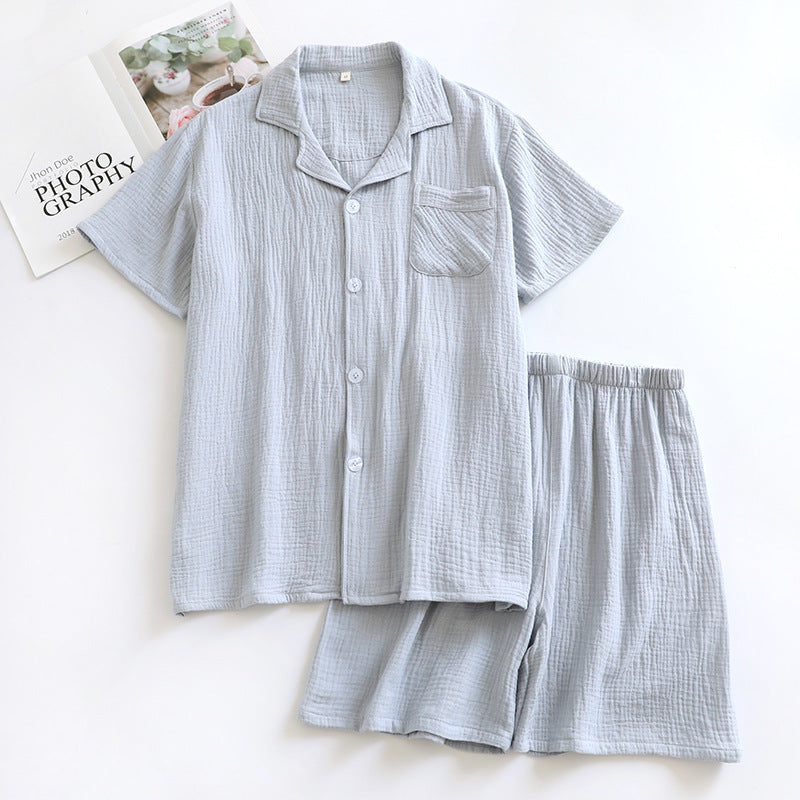 MUJI-style japonais-héritage Crepe à manches courtes Pajama Set avec shorts