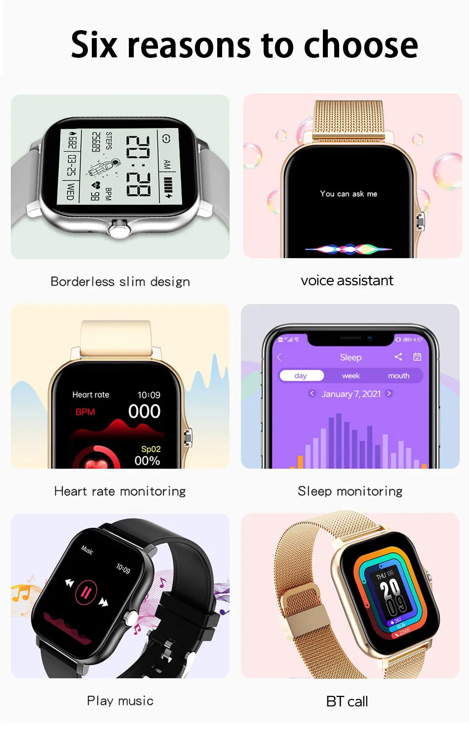 Smart Watch écran de 144 pouces Full Touch hommes et femmes Bluetooth appel