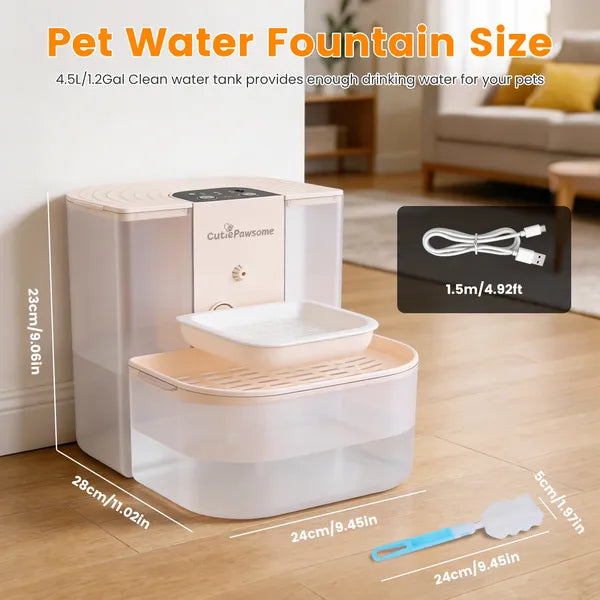 Fontaine d'eau pour animaux intelligents Distributeur automatique d'eau de chat 4.5L sans fil