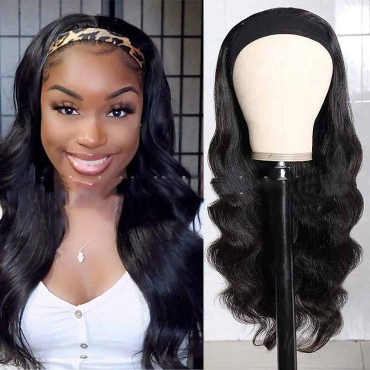 European and American Style Wig Headgear Black Headband Rose