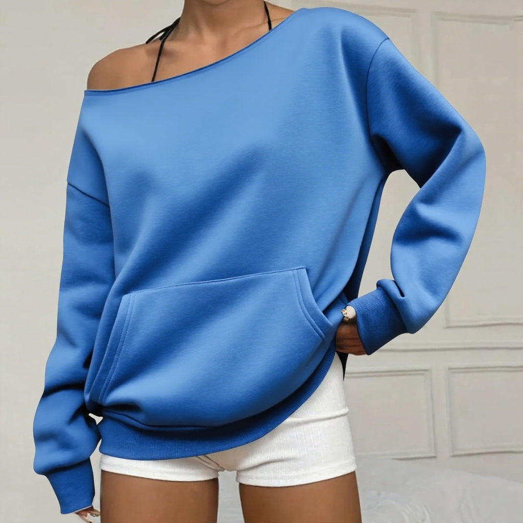 Pull-over à la mode Col d'équipage hors-cou Sweatshirt pour femmes