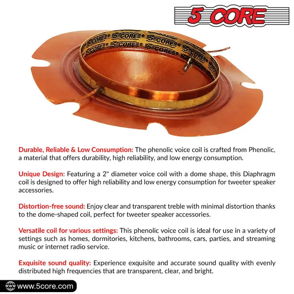 2 pouces de remplacement du diaphragme 10 Pcs bobine vocale phénolique 51mm et Kapton ancien diamètre corne