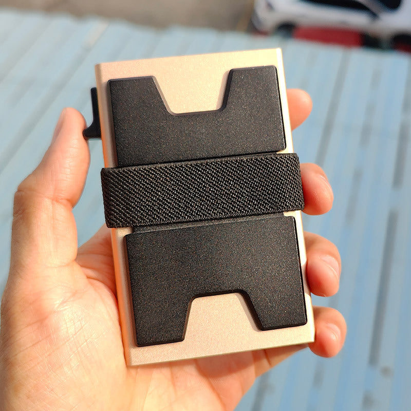 Support de carte de portefeuille en alliage d'aluminium magnétique RFID pour hommes