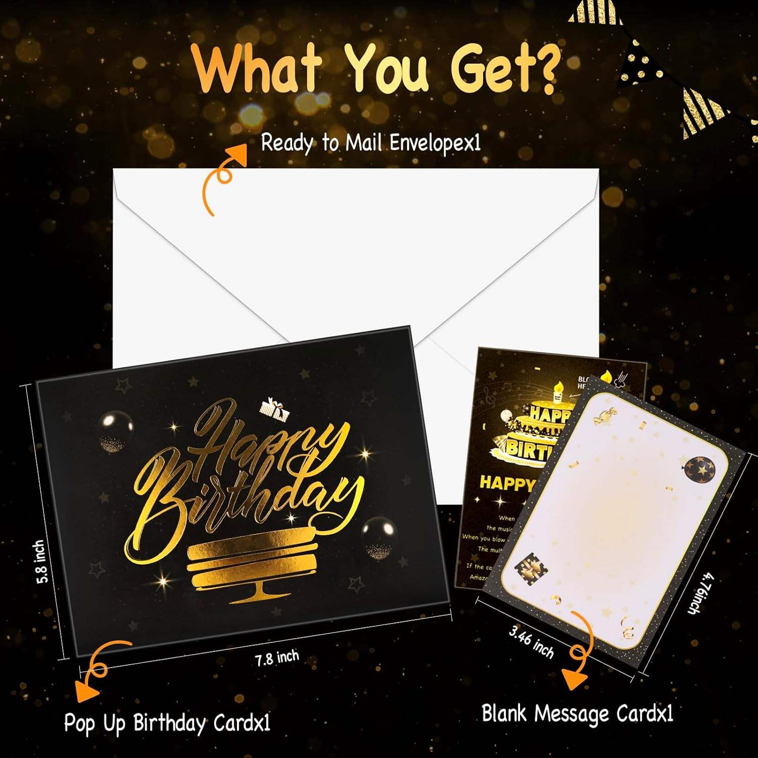 Light Music Up carte cadeau gâteau carte d'anniversaire heureux avec enveloppe