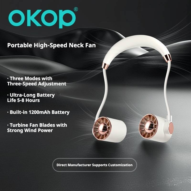 KP-F08 Mains d'éventail de cou portable les mieux vendues Libre longue durée de vie de batterie puissant flux d'air