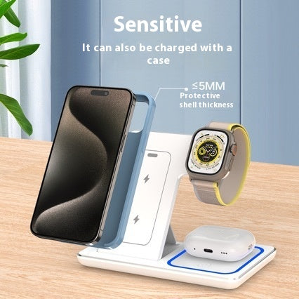15W 3 en 1 LED sans fil support chargeur pliable station pour téléphone intelligent