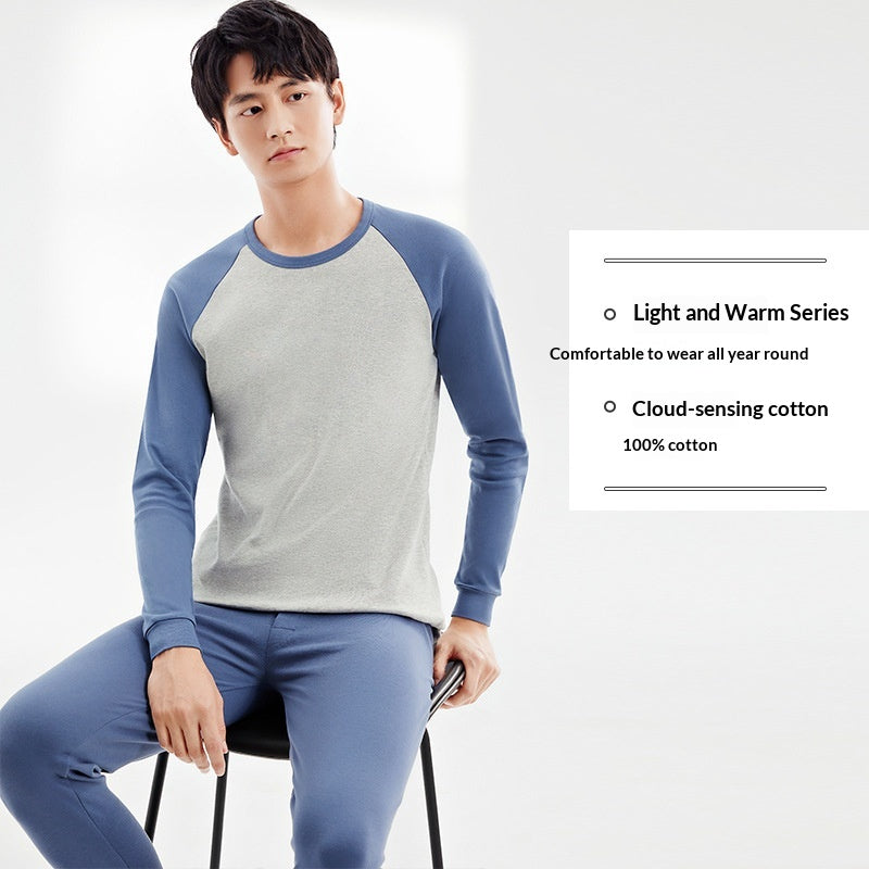 100 Coton Antibactérien Automne Top and Bottom Set Hommes Sous-vêtements thermiques