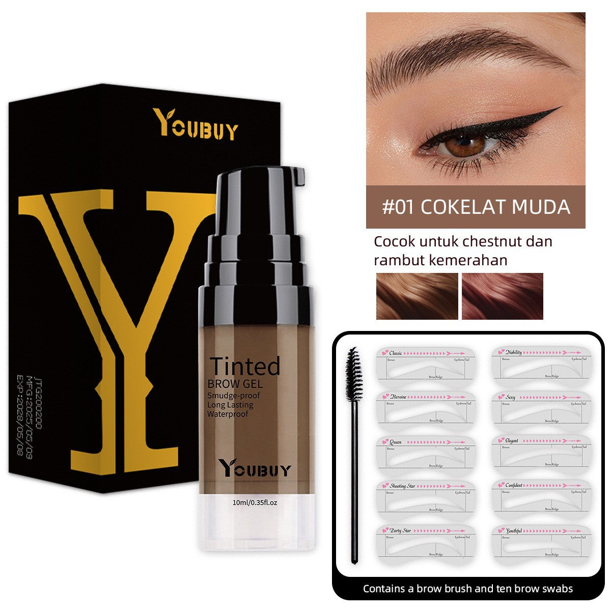YOUBUY Gel des sourcils brun clair