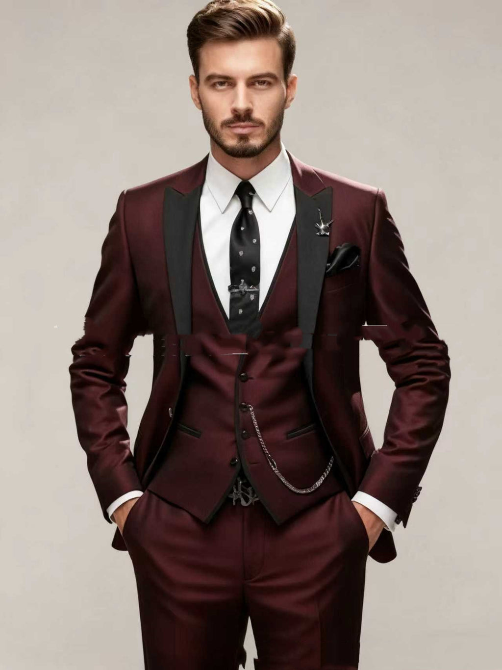 Costume trois-pièces pour hommes Costume noir de couleur assortie