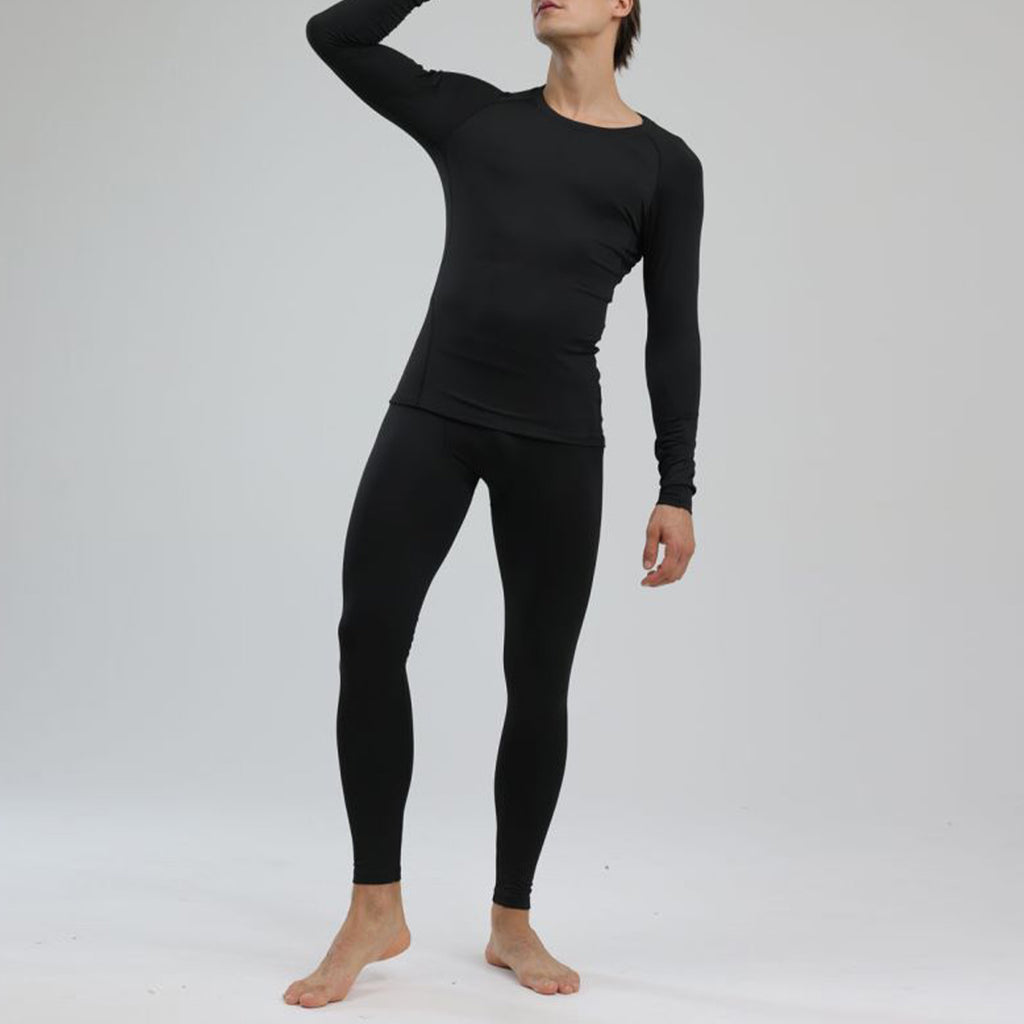 Sous-vêtements thermiques pour hommes Noir élégant Soft Close Fitting Hommes Cold Weather Top Bottom Set B