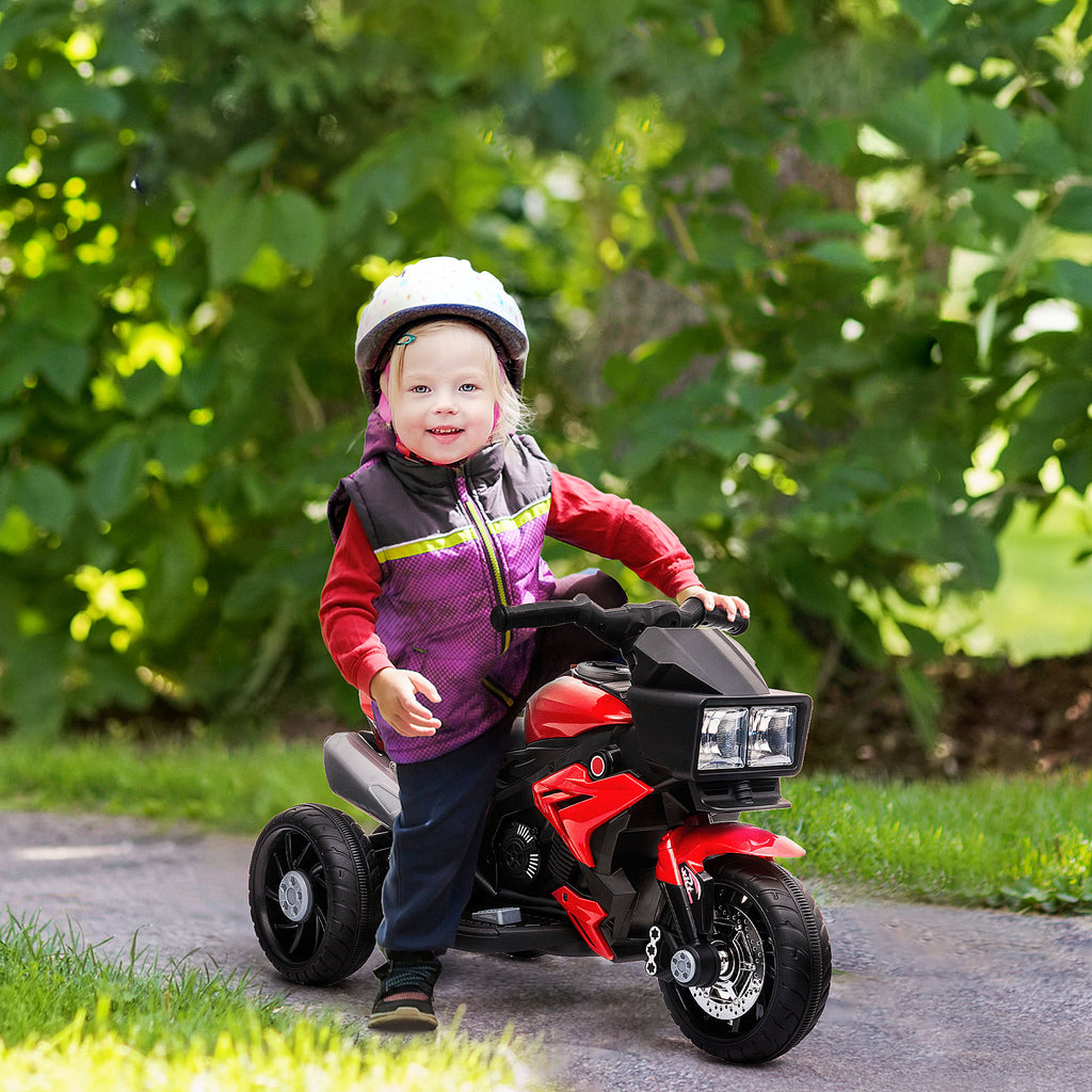 Jouet de moto électrique rouge 6V pour enfants avec phares en corne de musique