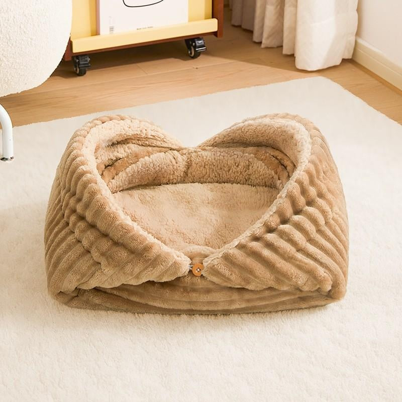 Tapis pliable pour animaux de compagnie à lit de chat doublé de polaire d'hiver