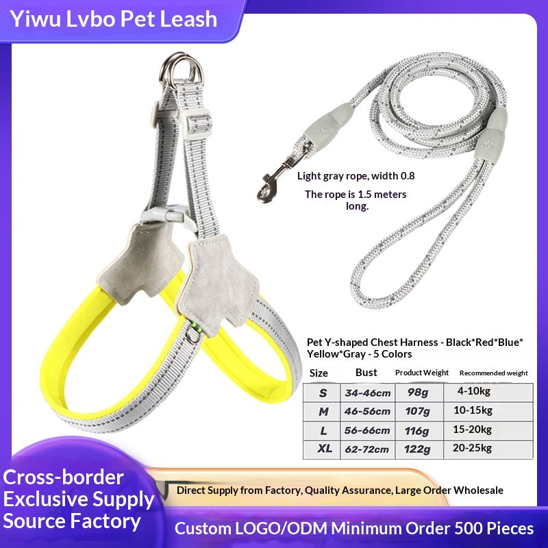 Breathable Y-Shaped Dog Harness Leash Thick Outdoor Dog Walking