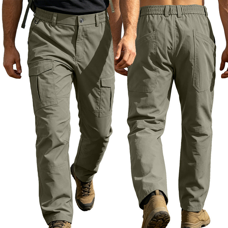 Pantalon de travail imperméable de printemps et d'automne pour hommes avec de multiples poches et une grande taille extérieure
