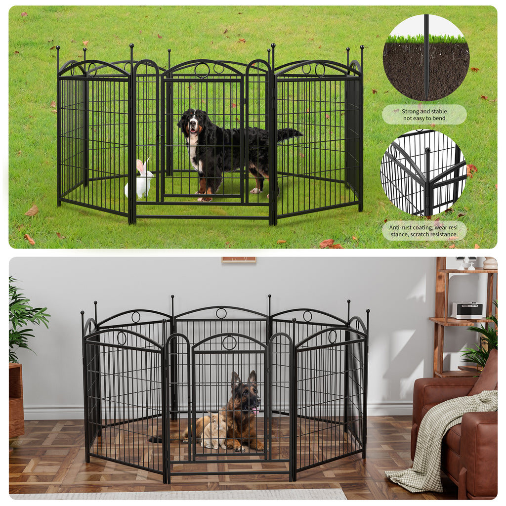 Dog Playpen Intérieur 32 pouces 8 panneaux Metal Dog Pen Pet Dog Fence Outdoor Exercise Pen avec