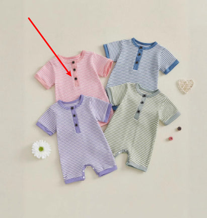 Pure Coton Quatre-pièces Set Short Crawl Stripe Style