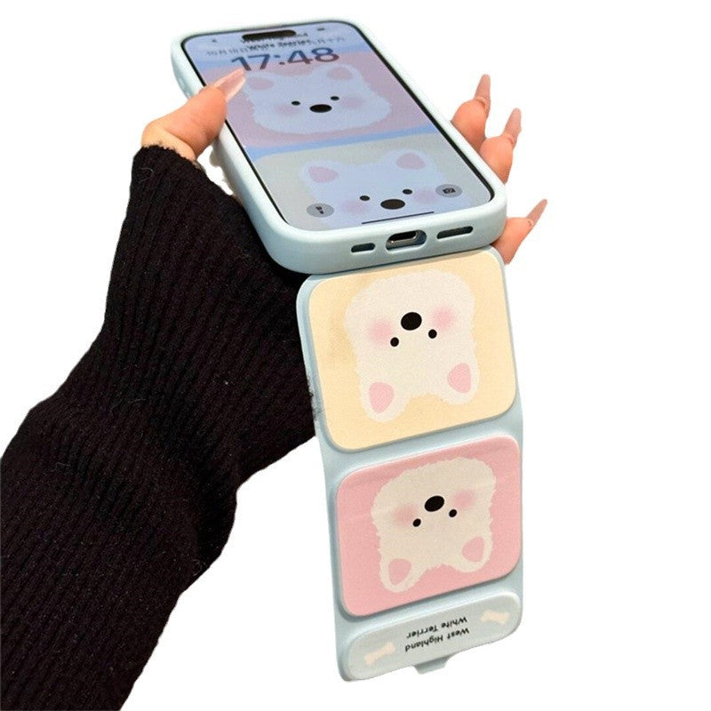 Cartoon Blush West Highland Coque de téléphone pliant