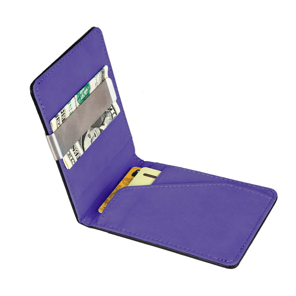 Unisex PU portefeuille en cuir RFID bloquer slim bifold titulaire de carte de crédit avec argent Clip