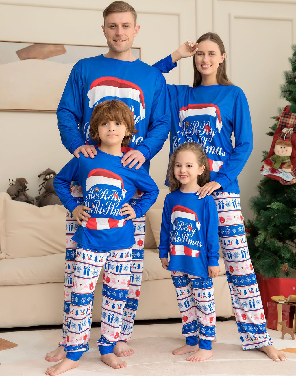 Ensembles de pyjama de famille assortis PJ de Noël Imprimer le top et pantalons en Plaid Jammies Sommeil