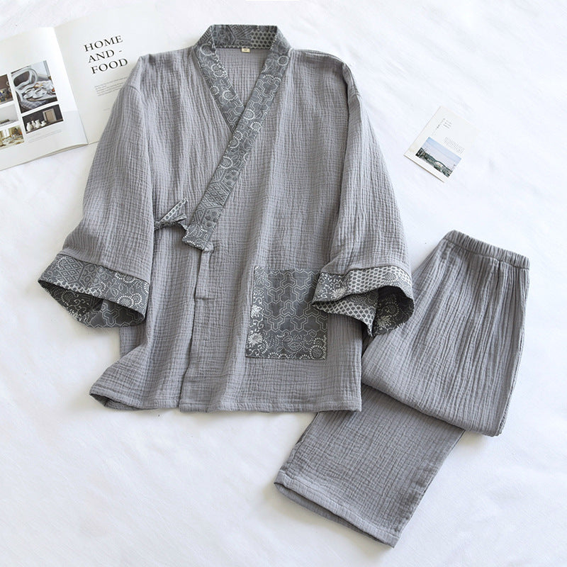 Pajamas de coton minimaliste de style japonais Gauze pour hommes
