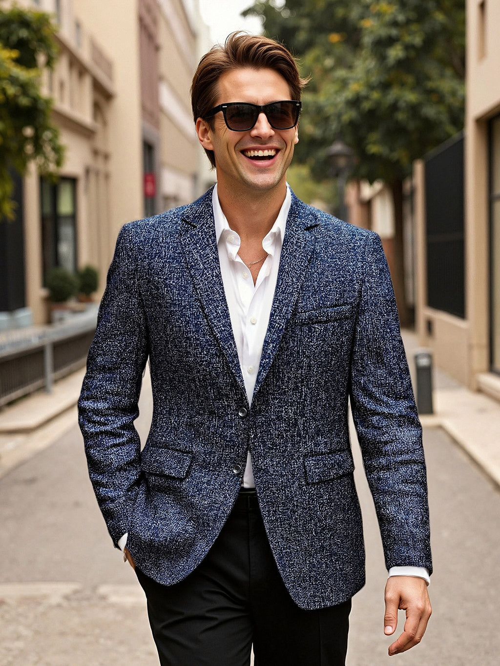 Fashionable Casual Solid-color Textured Blazer