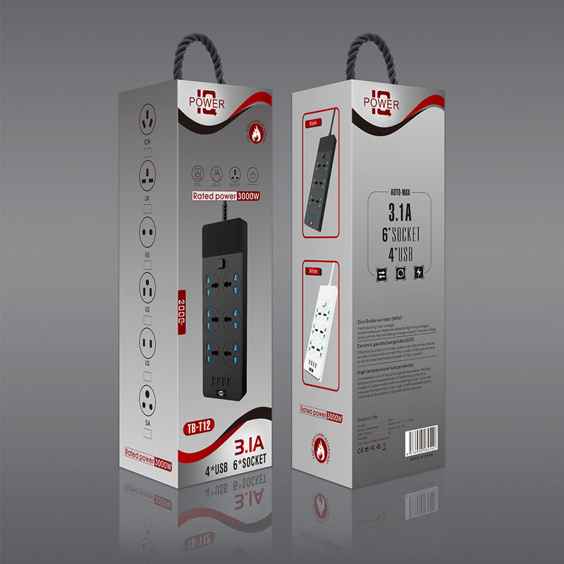 6-position Power Strip Amazon 13A Socket standard britannique et américain avec commutateur