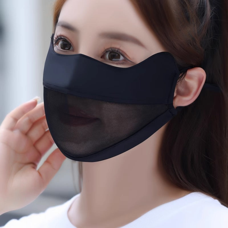 Masque protecteur du soleil pour les femmes Silk Mesh Respirant Masque visage de vélo