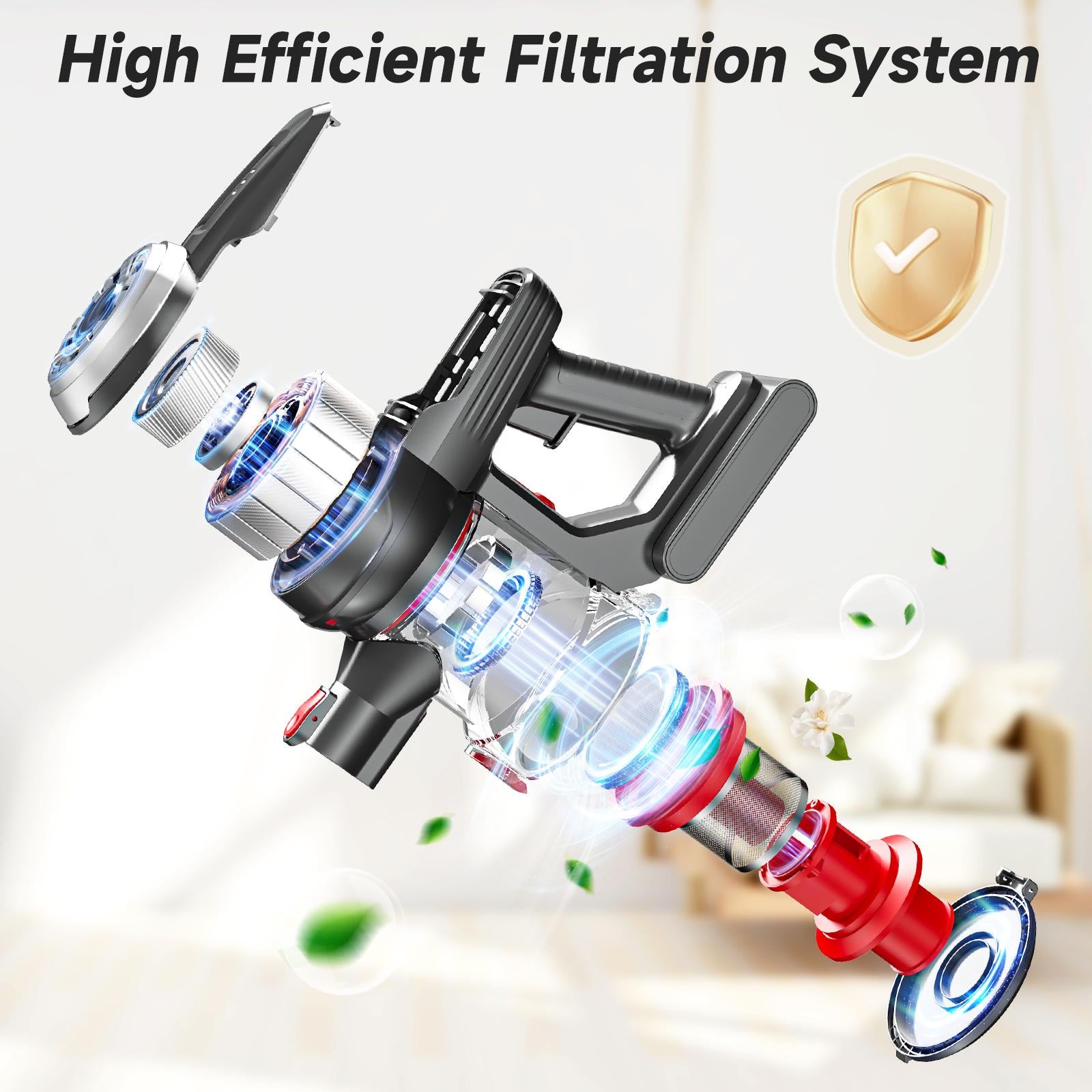 Aspirateur vert clair 8-en-1 sans fil. Suction puissante
