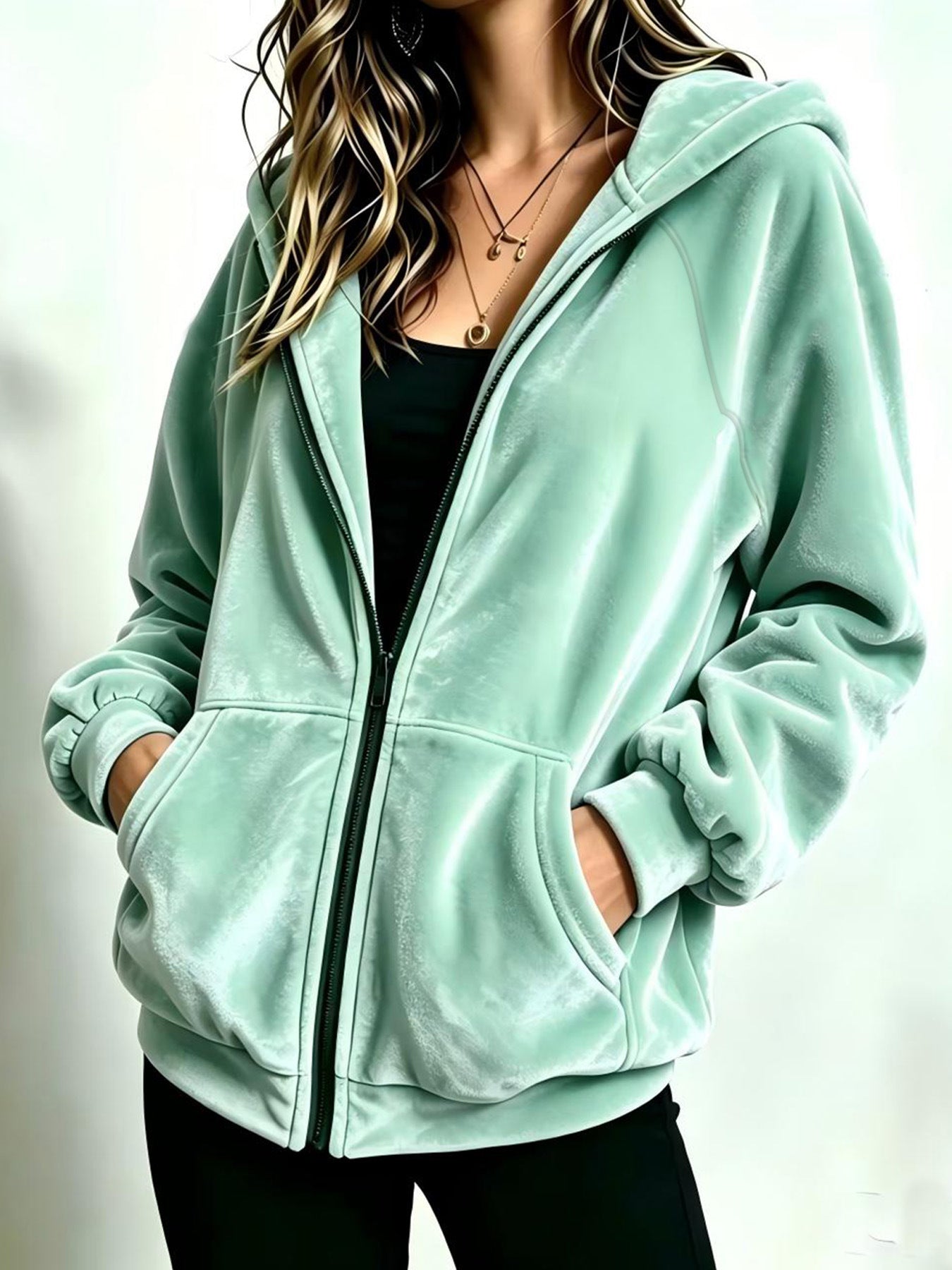 Sweatshirt casual à capuche Zip-up Designer Femmes