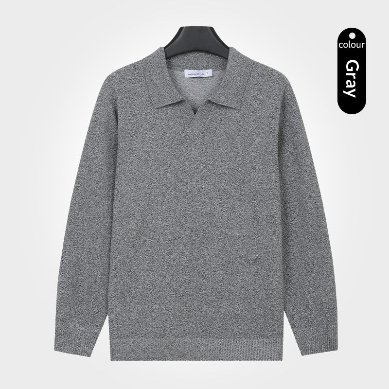 Pull à manches longues chaud à col V pour hommes