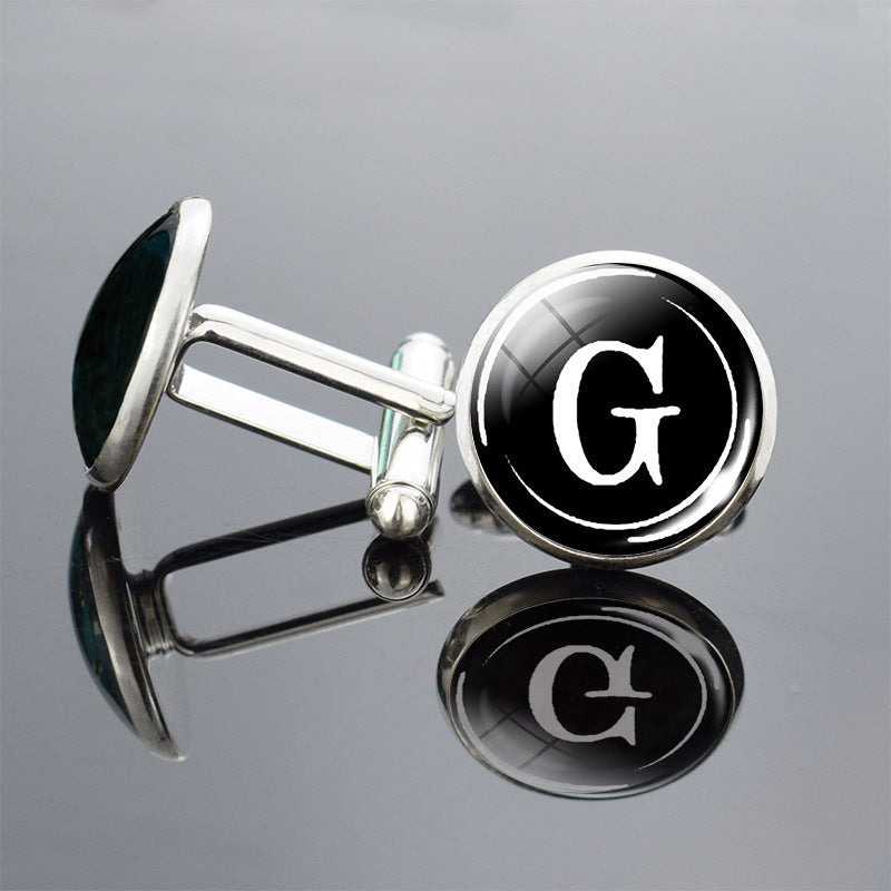 26 Lettre anglaise Cufflinks Metal Time Gem