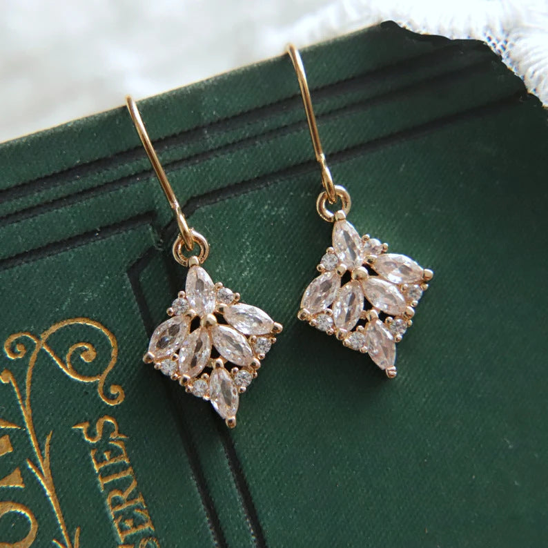 Boucles d'oreilles Zircon-Inlaid Vintage