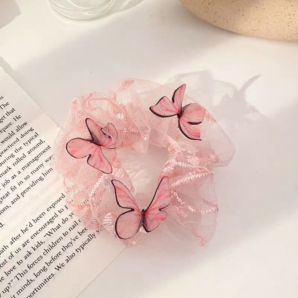 Accessoires de Cheveux de Butterfly pour femmes Mesh Pig Intestine Ring