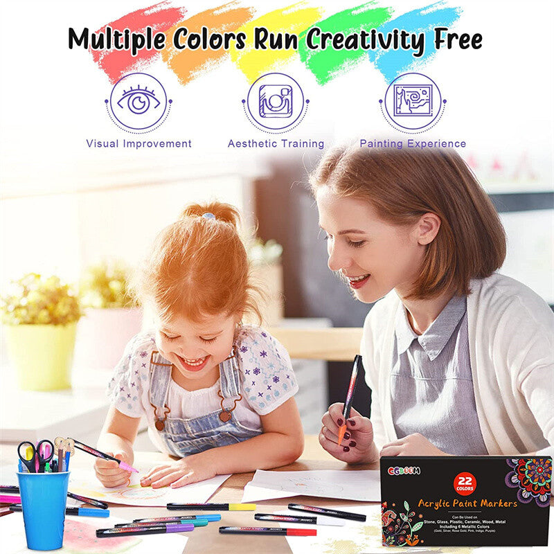 22 Couleurs Premium stylos de marquage acrylique 0.7 MM Extra Fine Tip Rock Painting