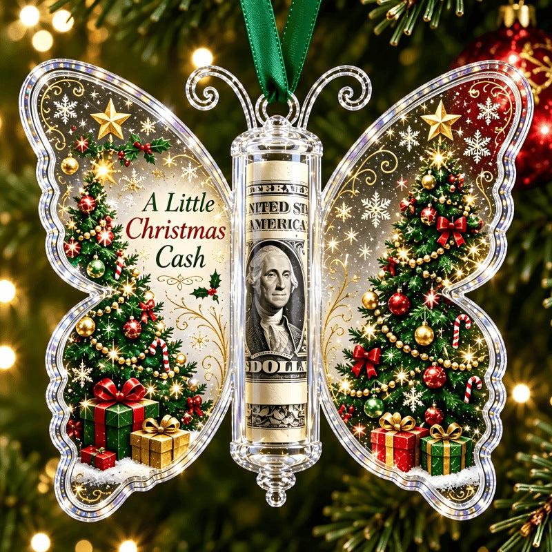 Ornement cadeau en espèces de Noël papillon