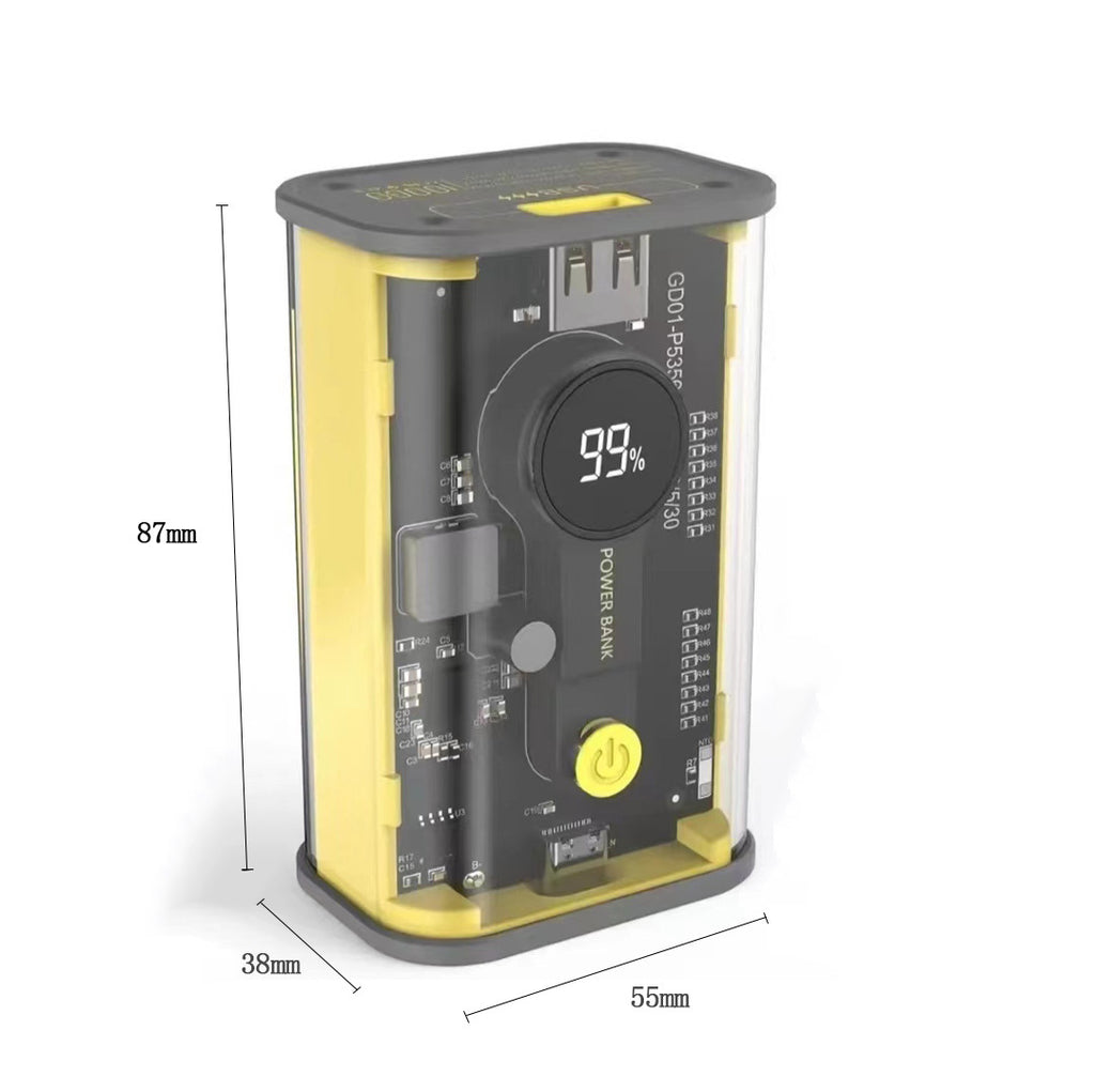 Banque de puissance industrielle transparente créative 10000 mAh
