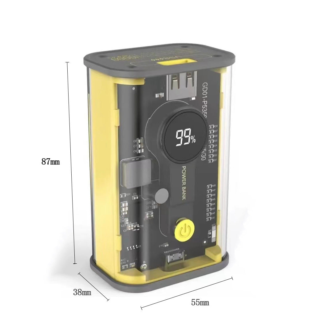 Banque de puissance industrielle transparente créative 10000 mAh