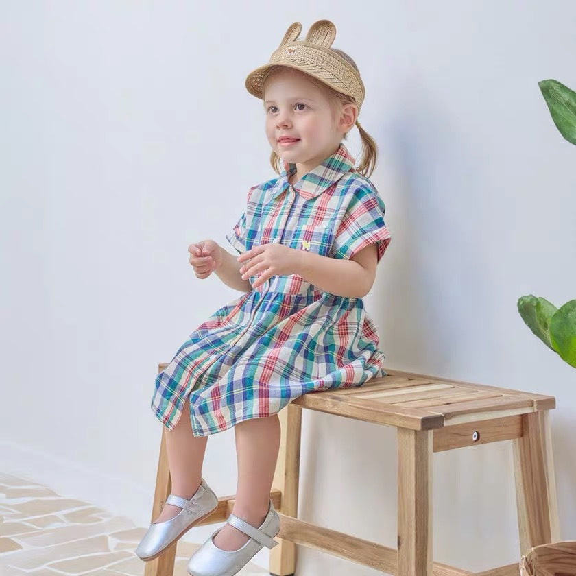 Filles Cotton Plaid Style Western Robe