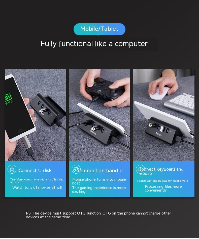 Déconcentrateur USB Support haute vitesse Multi-interface Hub externe